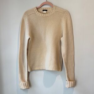J Crew 100% lambs wool Classic Cream Sweater